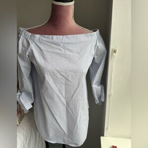 Babaton Off-Shoulder Pinstripe Blouse